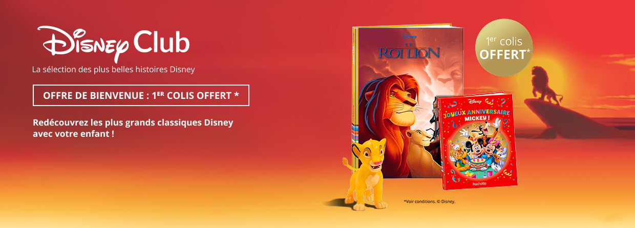 Disney Club, la sélection de plus belles histoires Disney. Offre de bienvenue : 1er colis offert (voir conditions) Redécouvrez les plus belles histoires Disney avec votre enfant ! Je fonce, nouvel onglet